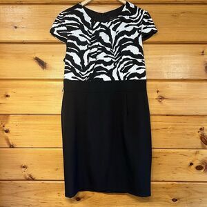 Metaphor Zebra Black & White Sleeveless Round Neck Y2K Dress Women’s Size 16